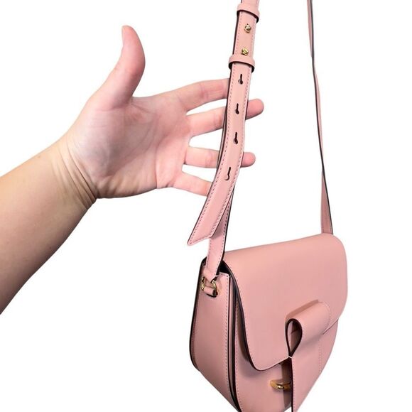 Alexis Bittar Dusty Pink Crossbody TWISTED GOLD LEATHER SADDLE BAG IN DUSTY PINK - Picture 11 of 16